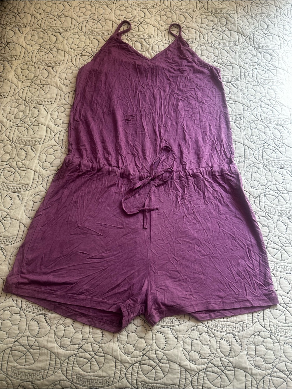 Women's Sleeveless V-Neck Romper - Purple